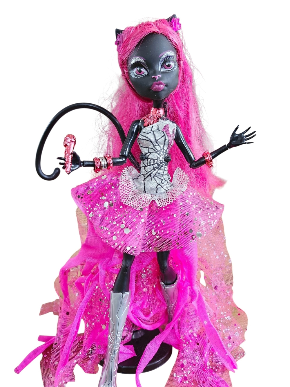 G1 13 Wishes Monster High Catty Noir Doll W Microphone Black Pink - Rare